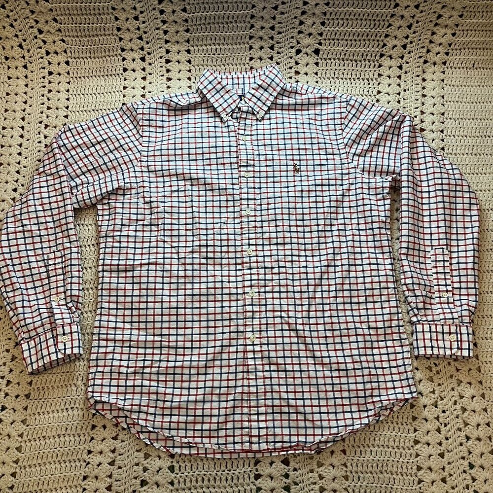 Ralph Lauren Men’s Classic Fit Button Down Red/Blue/White Shirt Plaid Sz Large